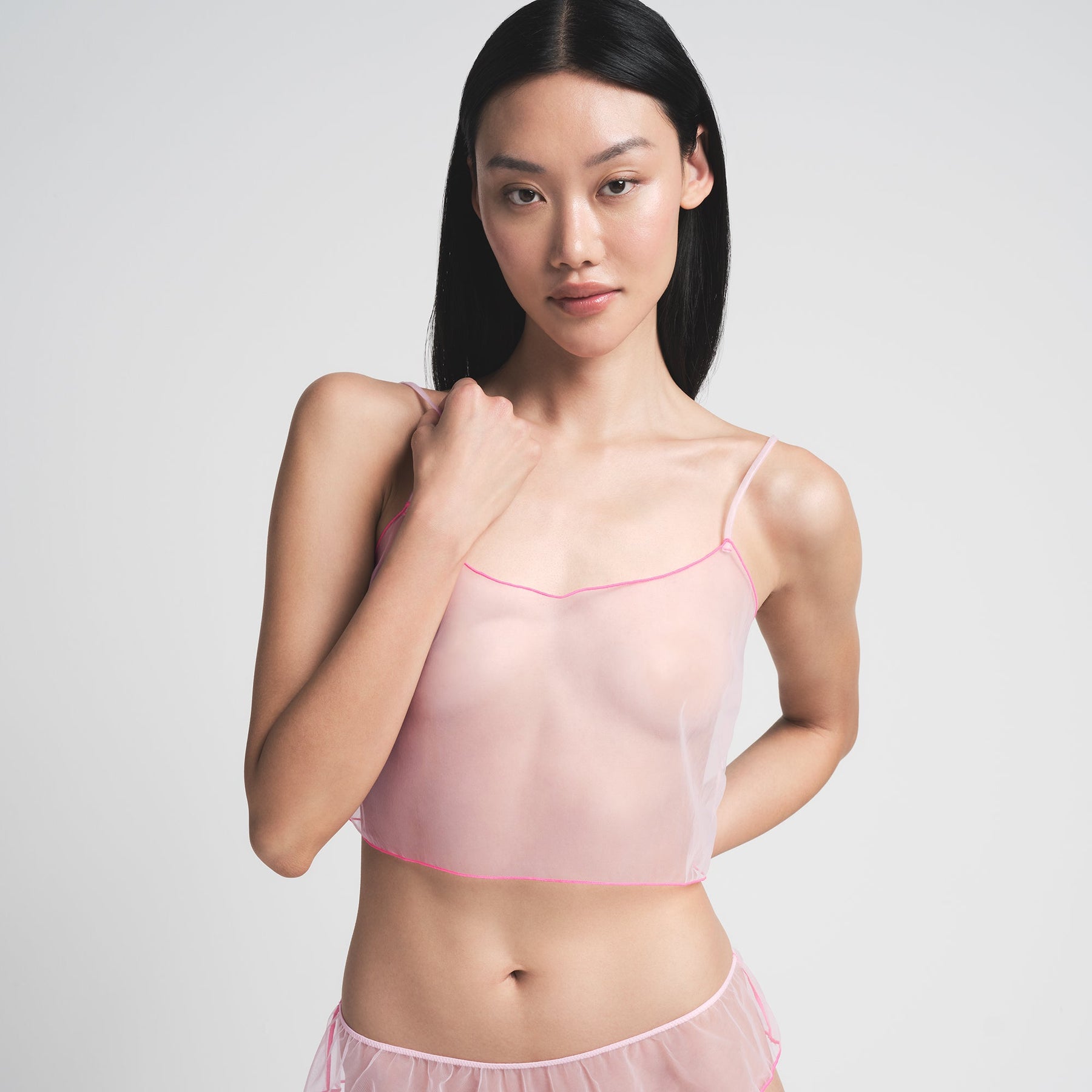 TULLE CAMI AND BRIEF SET | CHERRY BLOSSOM CONTRAST