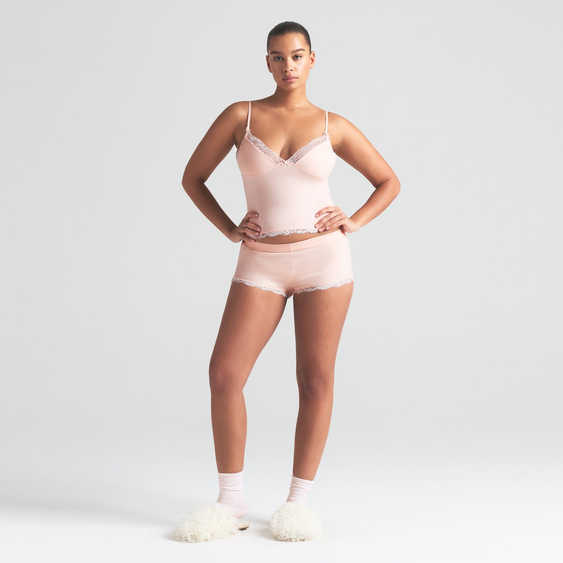 COTTON JERSEY LACE CAMI AND SHORT SET | PRIMROSE