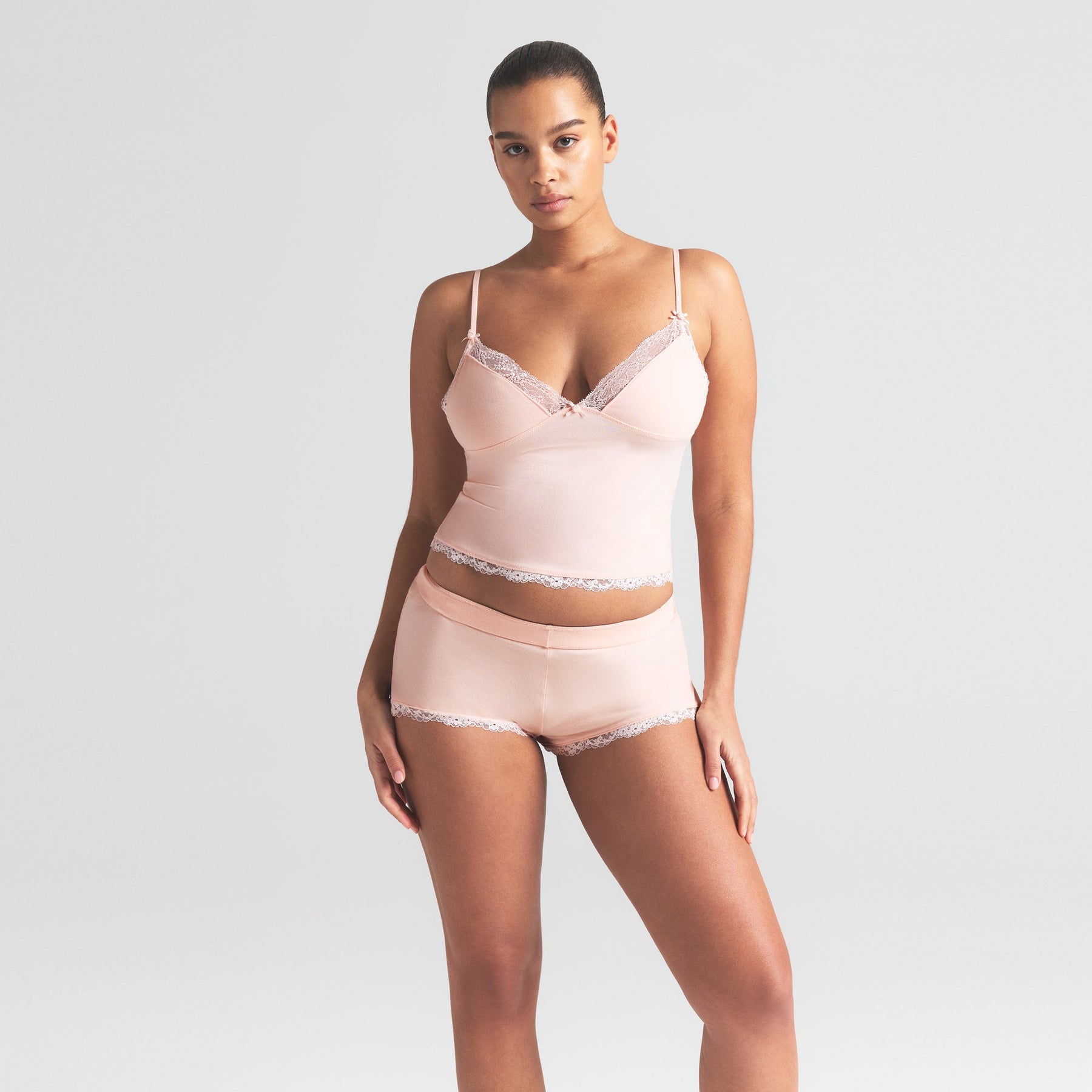 COTTON JERSEY LACE CAMI AND SHORT SET | PRIMROSE