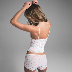 FITS EVERYBODY LACE TRIANGLE CAMI | MARBLE CANDY HEART PRINT