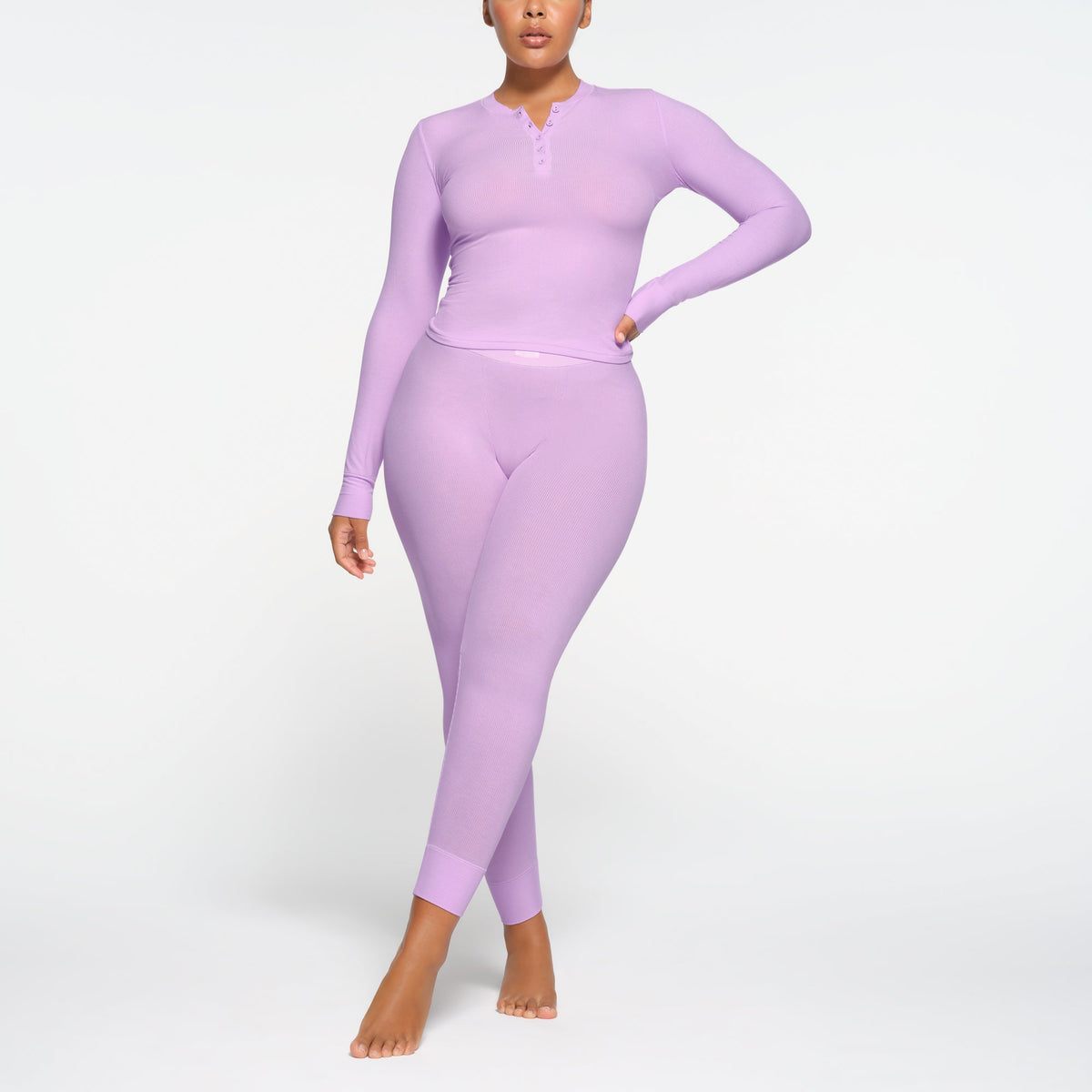 SOFT LOUNGE LONG SLEEVE HENLEY | SUGAR PLUM