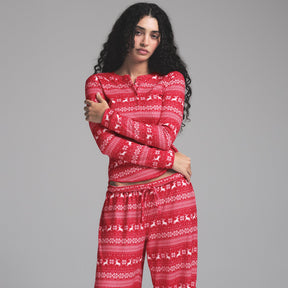 LOGO PLUSH POINTELLE LONG SLEEVE HENLEY | RED DEER FAIR ISLE