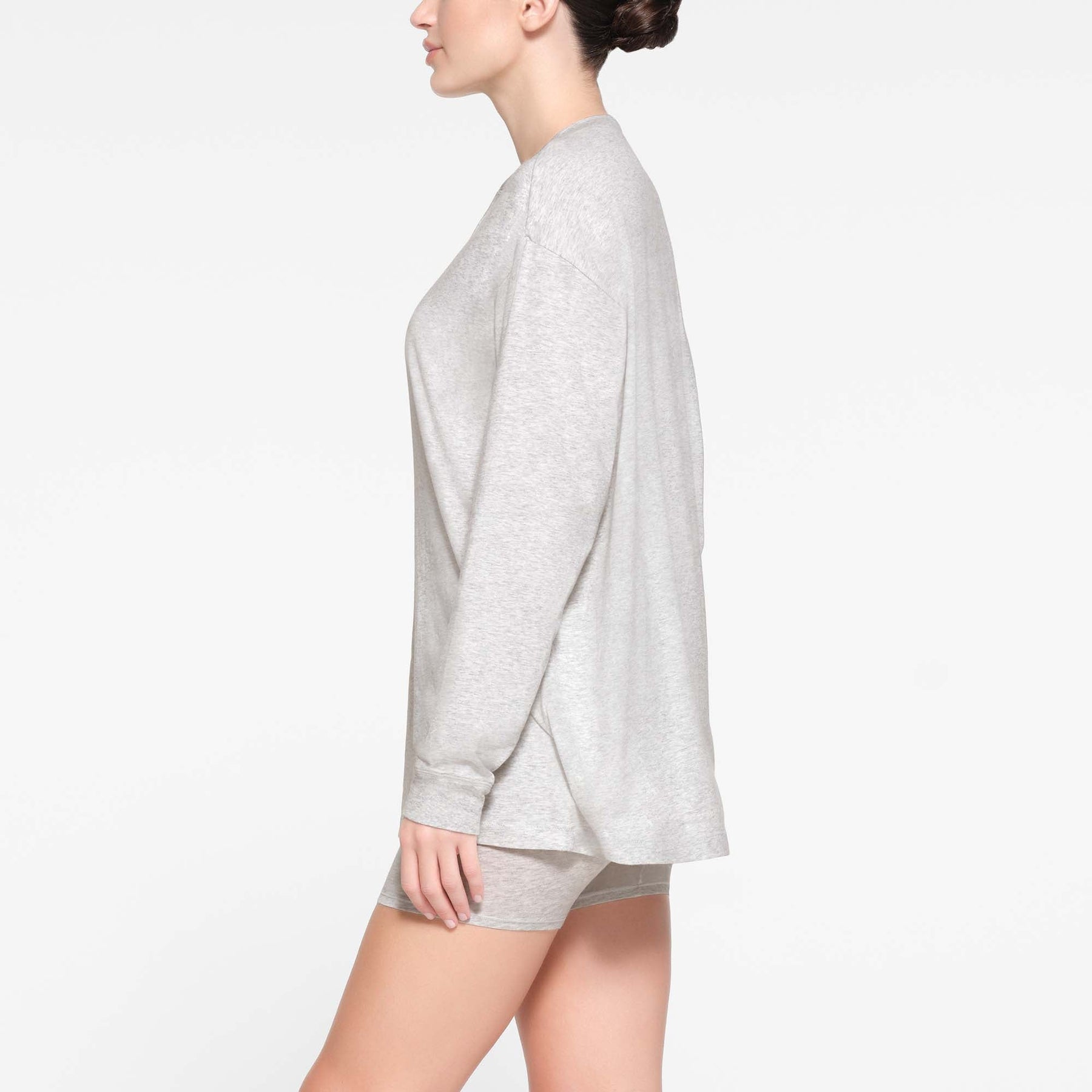 BOYFRIEND LONG SLEEVE HENLEY | LIGHT HEATHER GREY