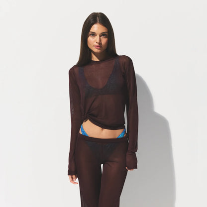 Slinky Knit Crew Neck Long Sleeve Top