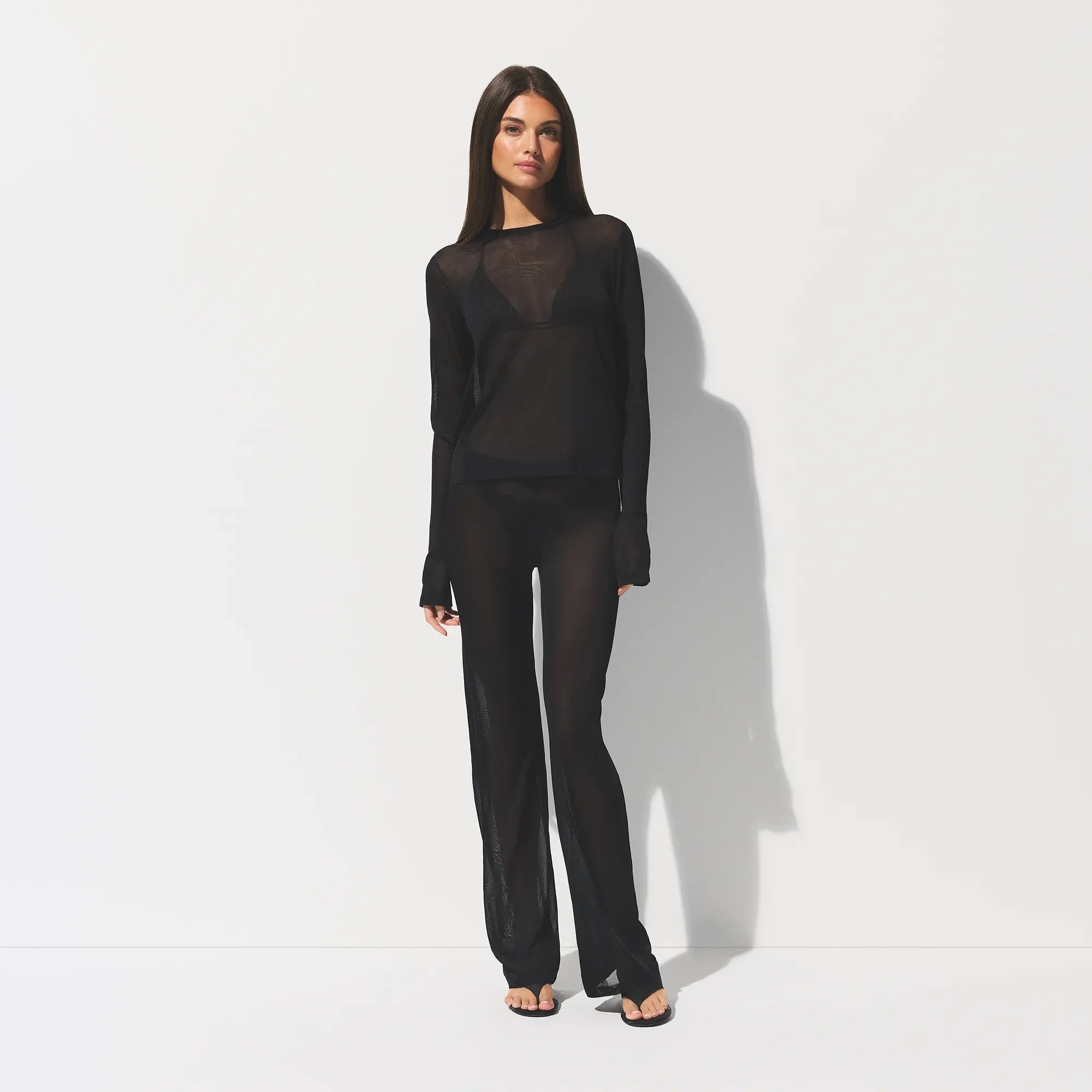 Slinky Knit Crew Neck Long Sleeve Top