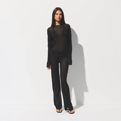 Slinky Knit Crew Neck Long Sleeve Top