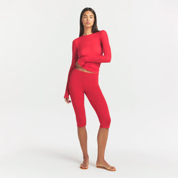 Sheer Rib Long Sleeve Top