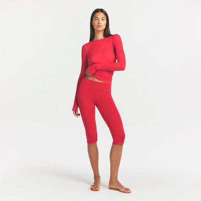 Sheer Rib Long Sleeve Top