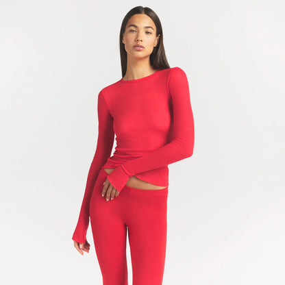 Sheer Rib Long Sleeve Top