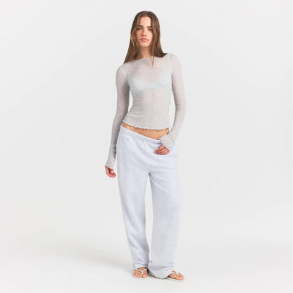 Sheer Rib Long Sleeve Top