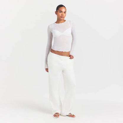 Sheer Rib Long Sleeve Top