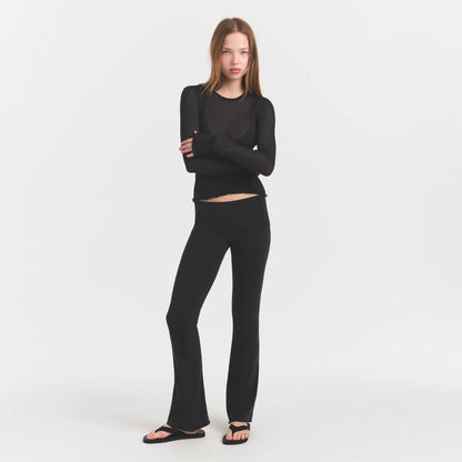 Sheer Rib Long Sleeve Top