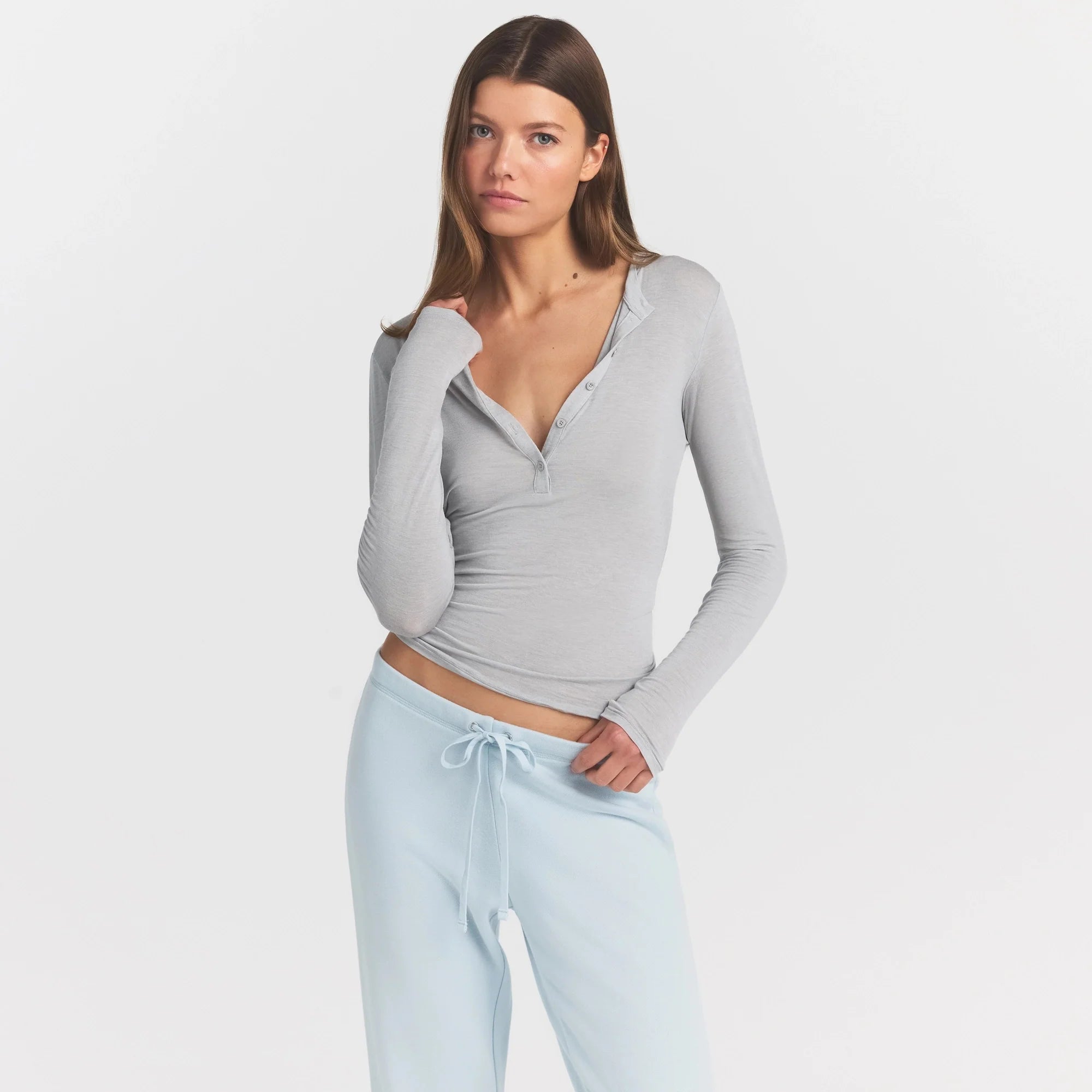 Sheer Modal Crewneck Henley