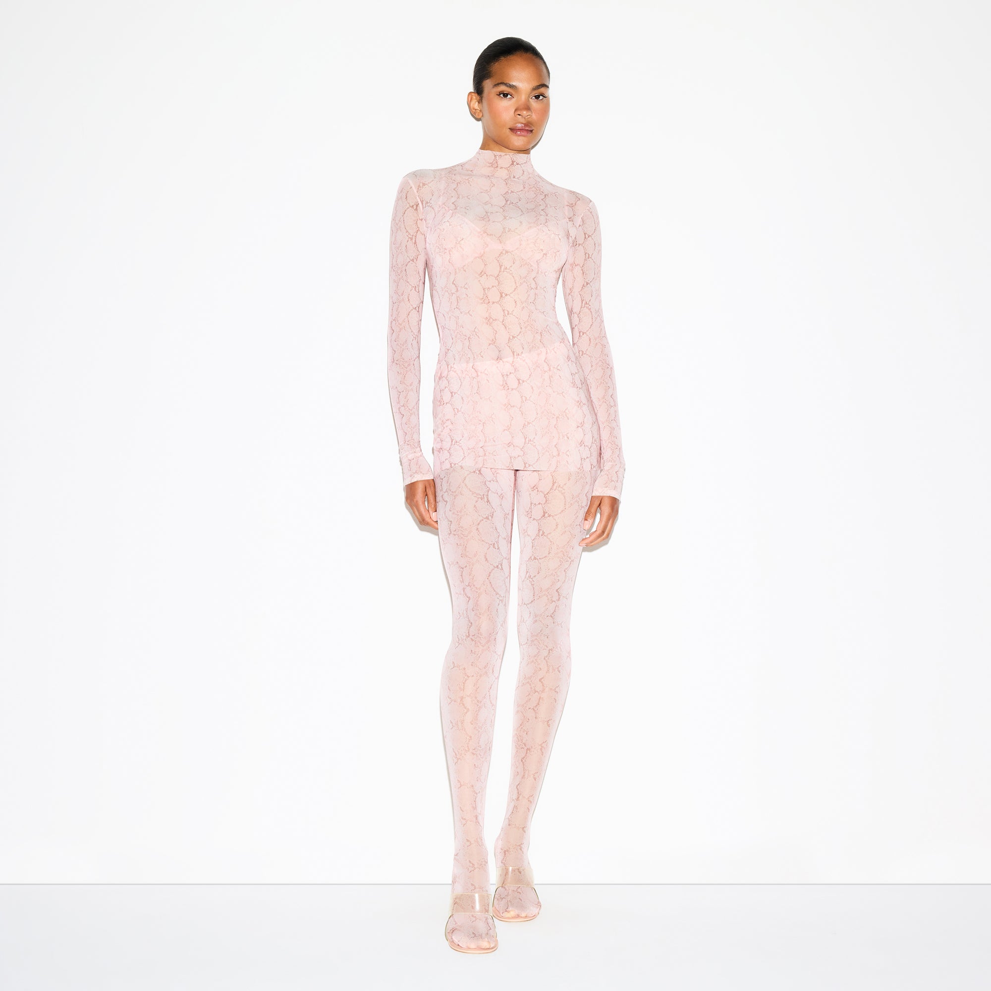 MILKY SHEER TUNIC | ROSE PASTEL SNAKE PRINT