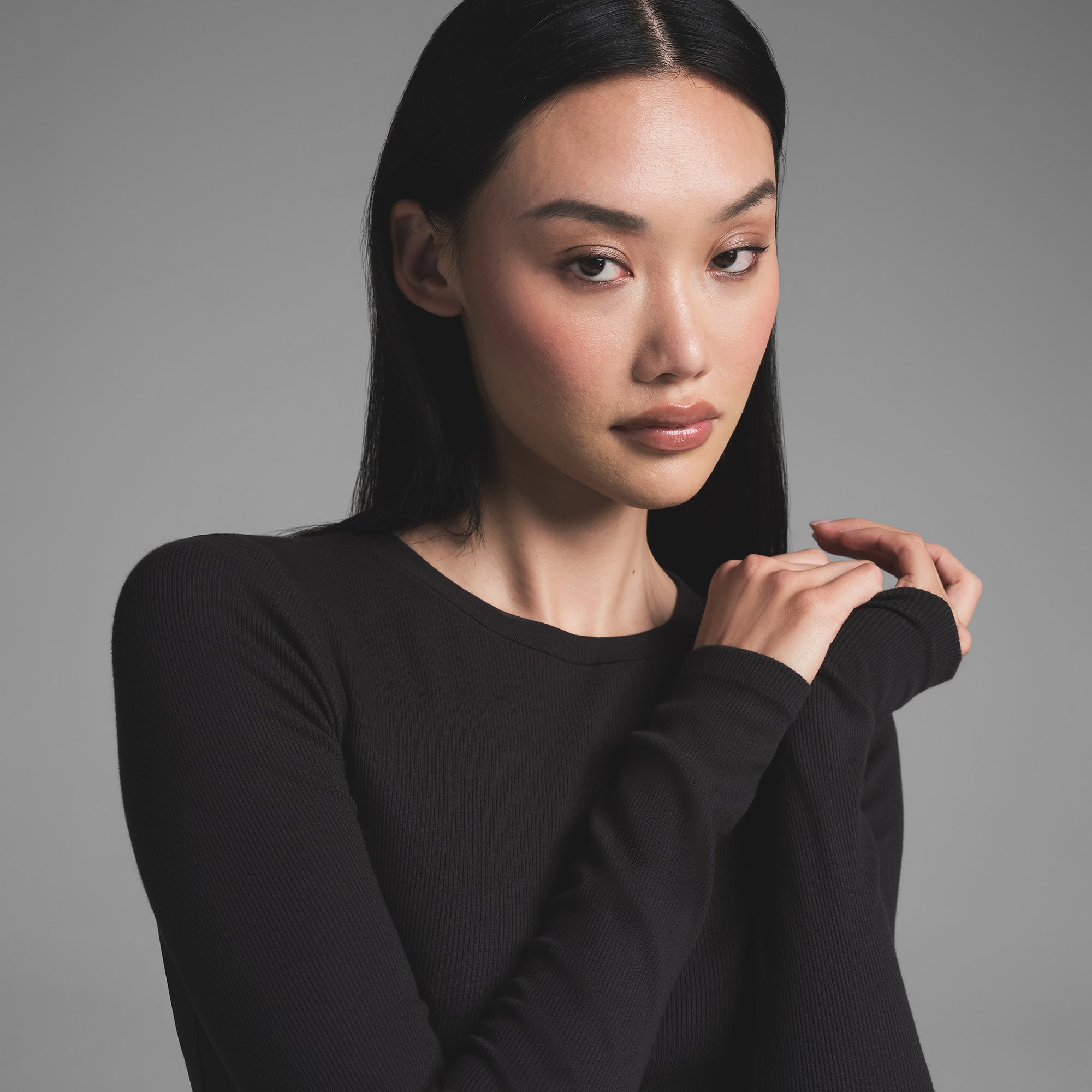 Cotton Rib Long Sleeve T-shirt