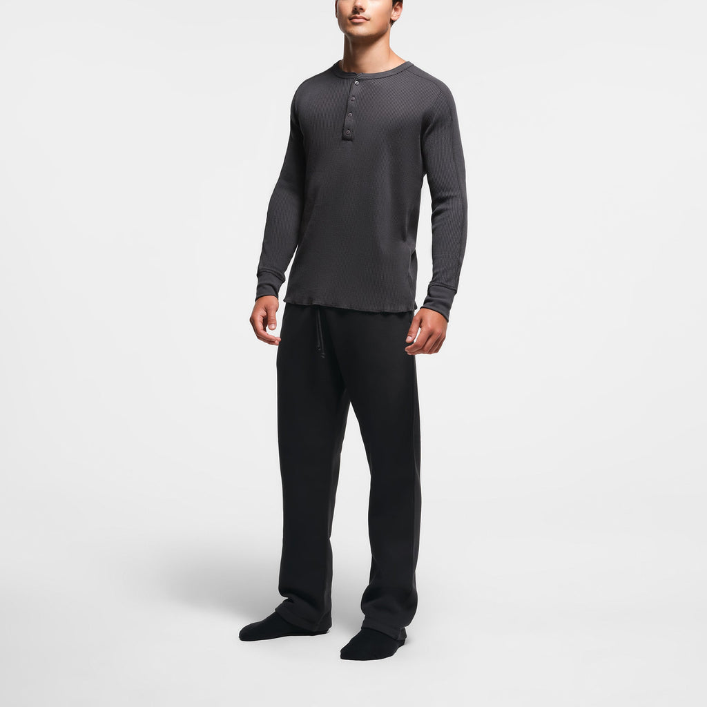 WAFFLE MENS SLIM LONG SLEEVE HENLEY | ASH