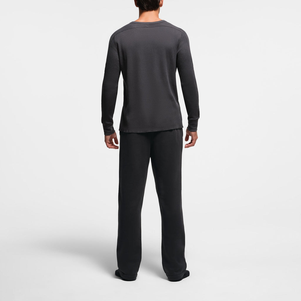 WAFFLE MENS SLIM LONG SLEEVE HENLEY | ASH