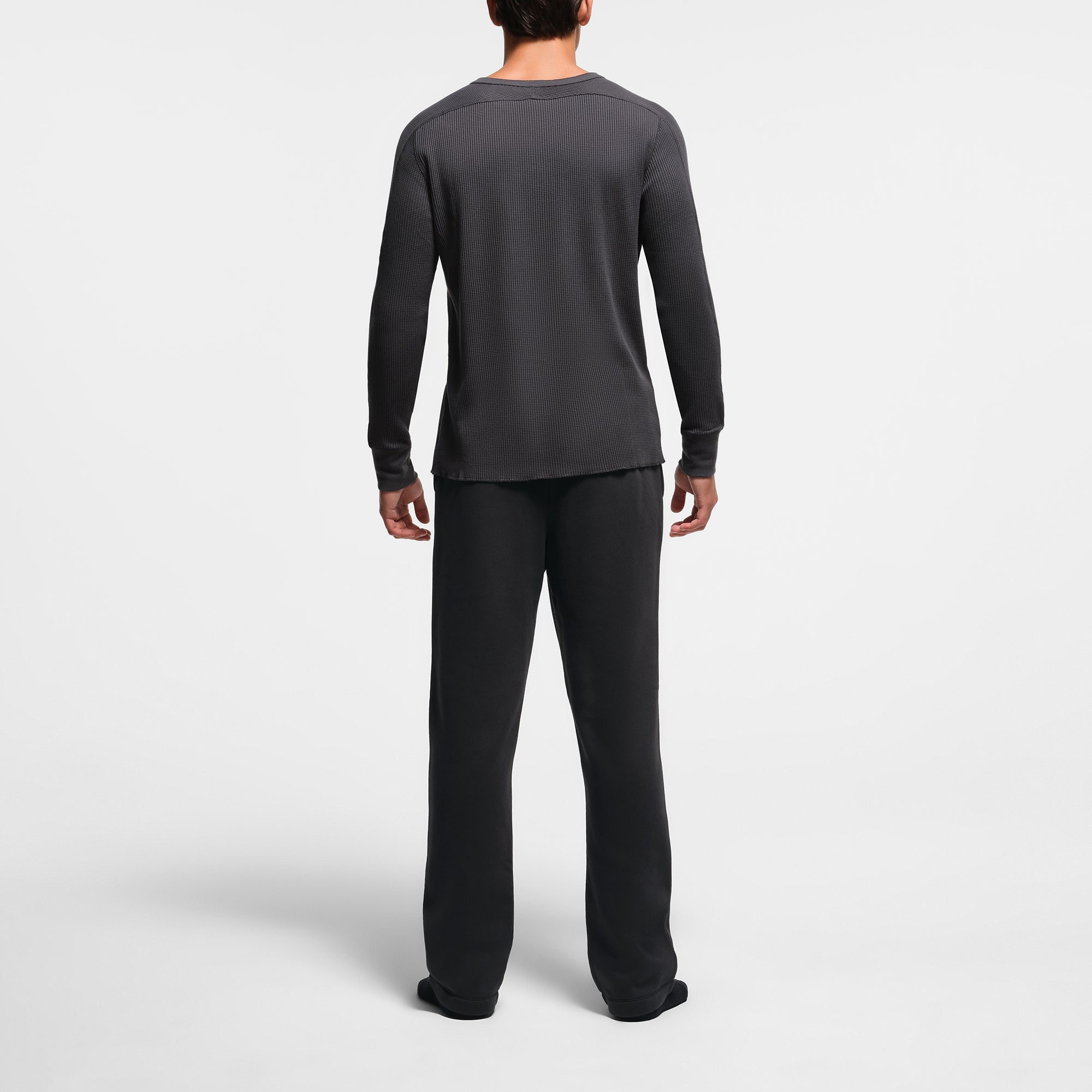 WAFFLE MENS SLIM LONG SLEEVE HENLEY | ASH