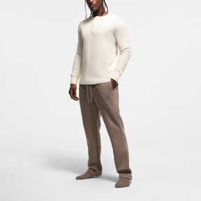 WAFFLE MENS SLIM LONG SLEEVE HENLEY | ECRU