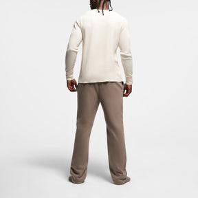 WAFFLE MENS SLIM LONG SLEEVE HENLEY | ECRU