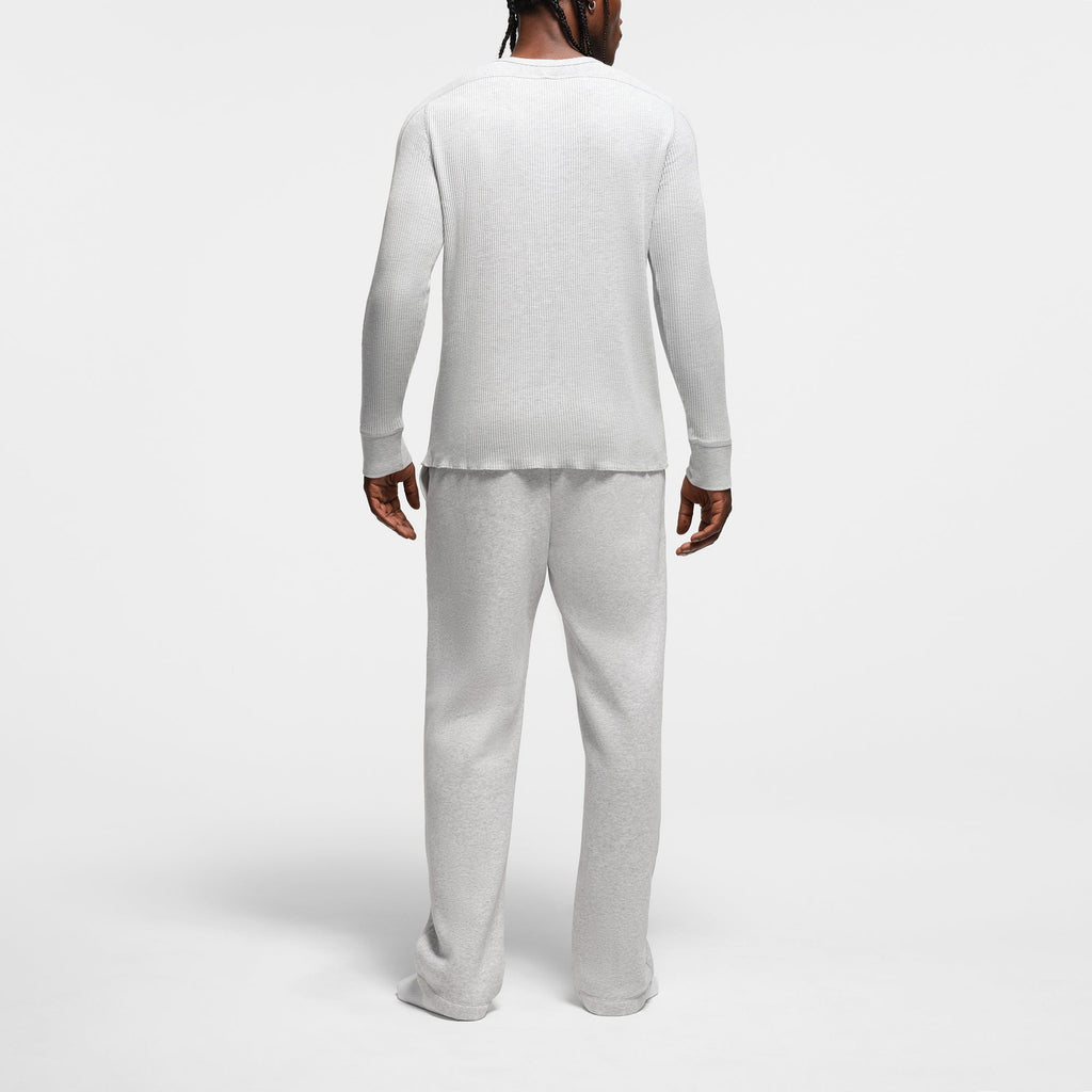 WAFFLE MENS SLIM LONG SLEEVE HENLEY | LIGHT HEATHER GREY