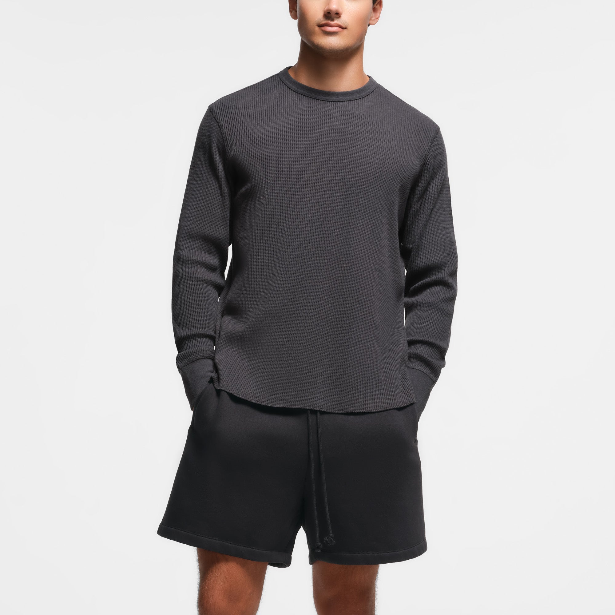 WAFFLE MENS CLASSIC LONG SLEEVE T-SHIRT | ASH