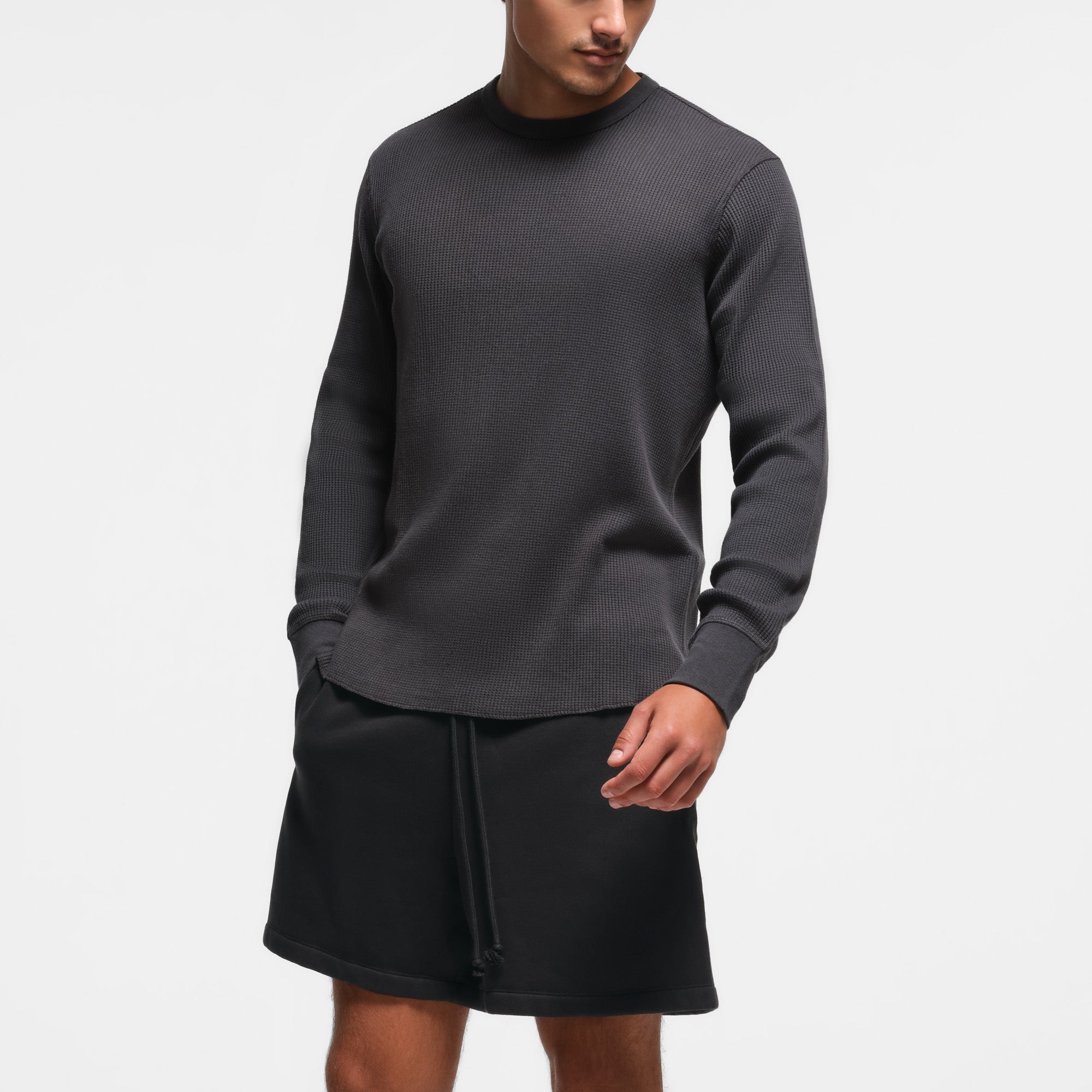 WAFFLE MENS CLASSIC LONG SLEEVE T-SHIRT | ASH