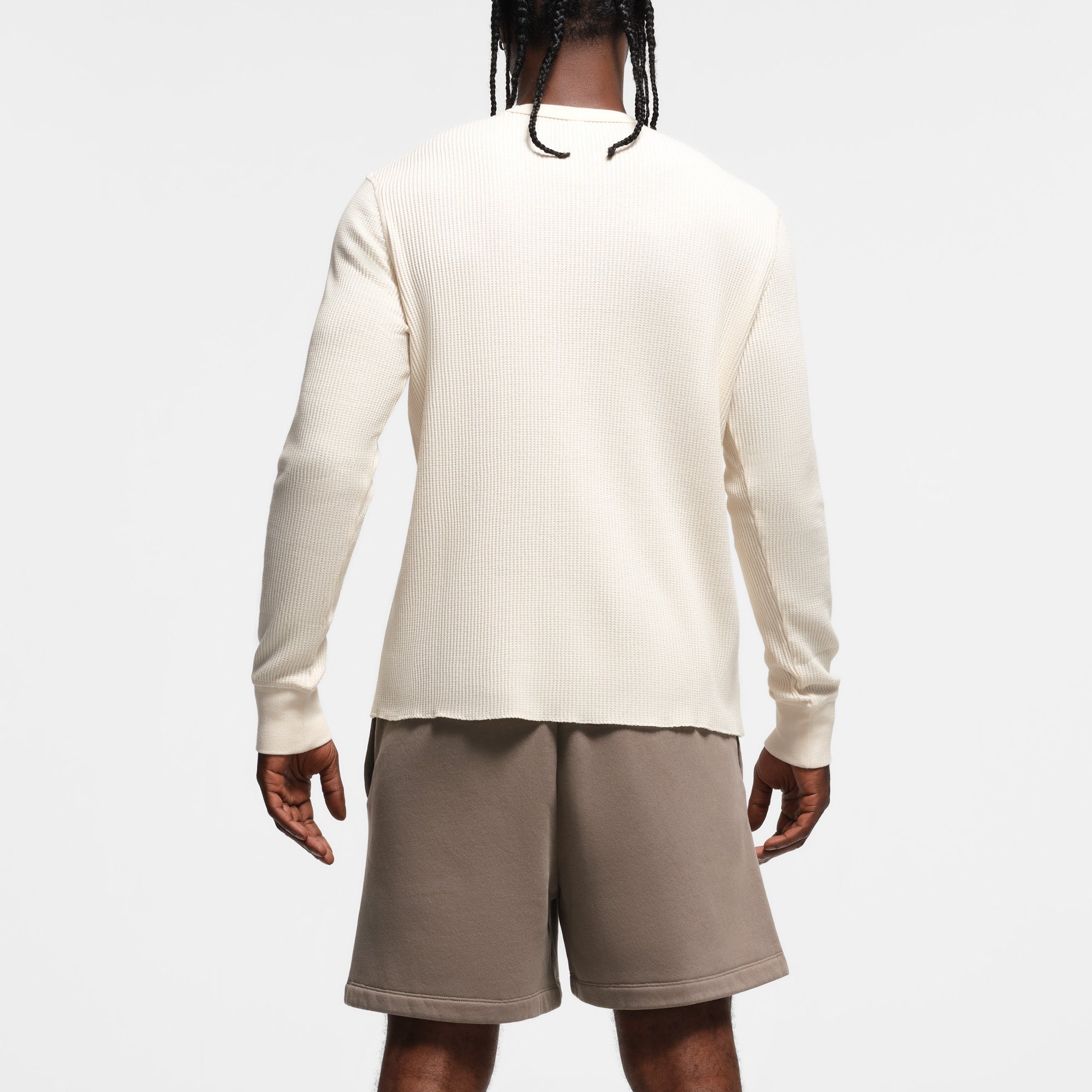 WAFFLE MENS CLASSIC LONG SLEEVE T-SHIRT | ECRU