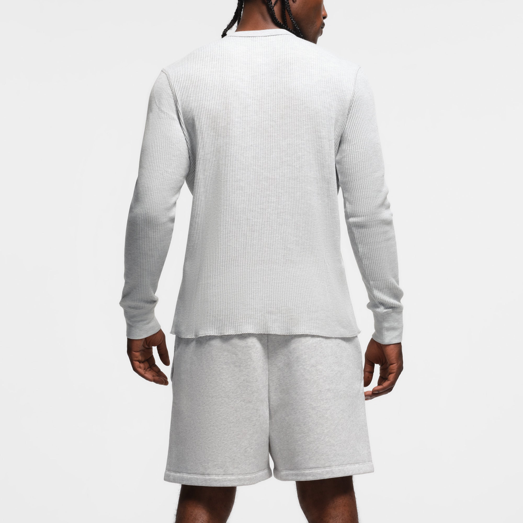 WAFFLE MENS CLASSIC LONG SLEEVE T-SHIRT | LIGHT HEATHER GREY