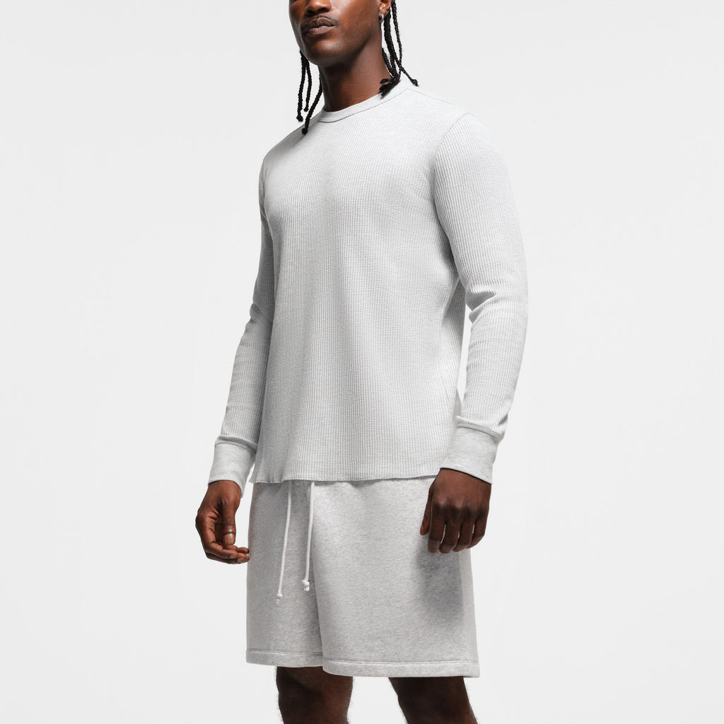 WAFFLE MENS CLASSIC LONG SLEEVE T-SHIRT | LIGHT HEATHER GREY