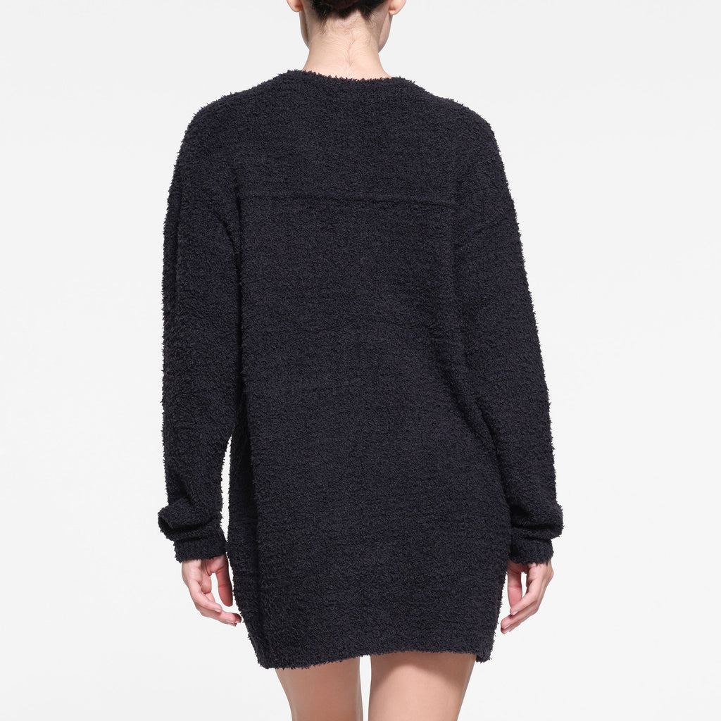 COZY KNIT V NECK MINI DRESS | ONYX