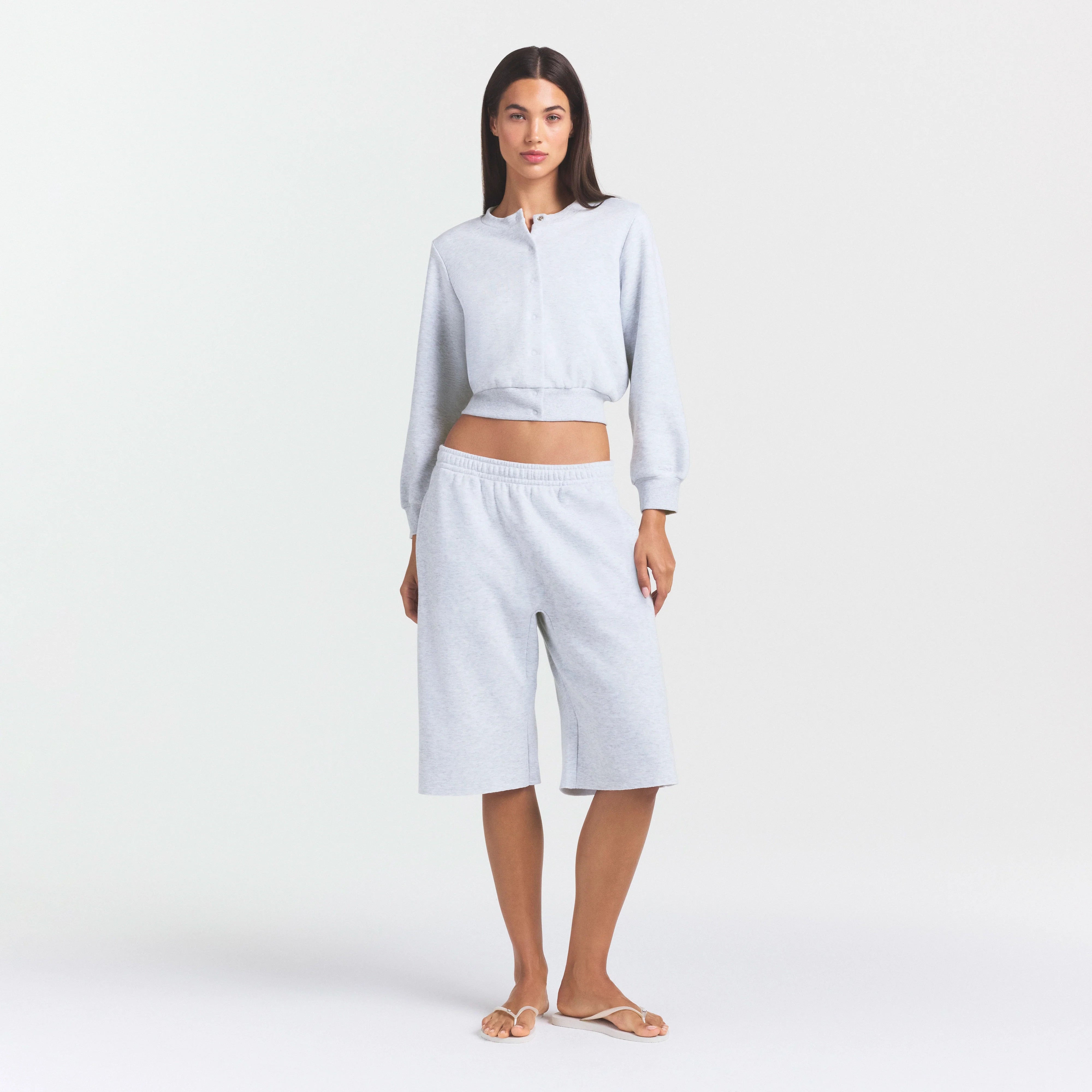 Cotton Fleece Shrunken Cardigan