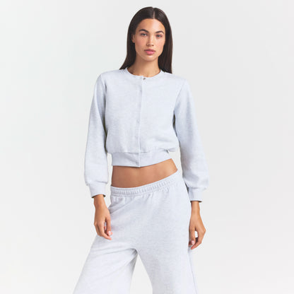 Cotton Fleece Shrunken Cardigan