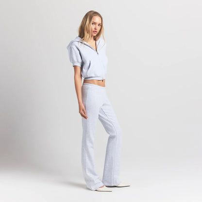 Cotton Fleece Bubble Sleeve Cropped Zip Up