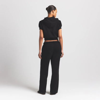 Cotton Fleece Bubble Sleeve Cropped Zip Up