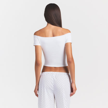Cotton Jersey Off the Shoulder Top
