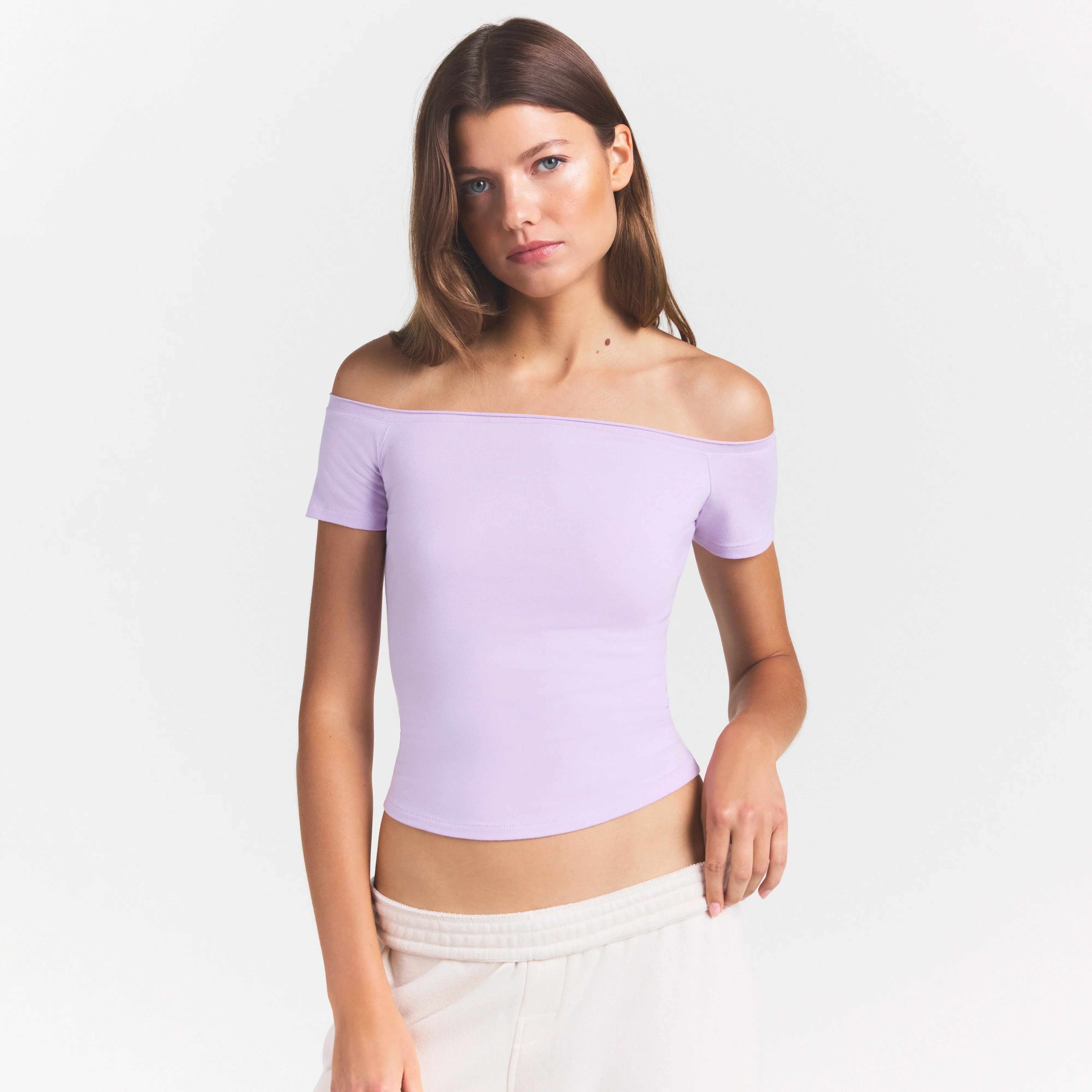 Cotton Jersey Off the Shoulder Top