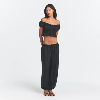 Poplin Apparel Off the Shoulder Top