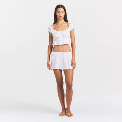 Poplin Apparel Off the Shoulder Top