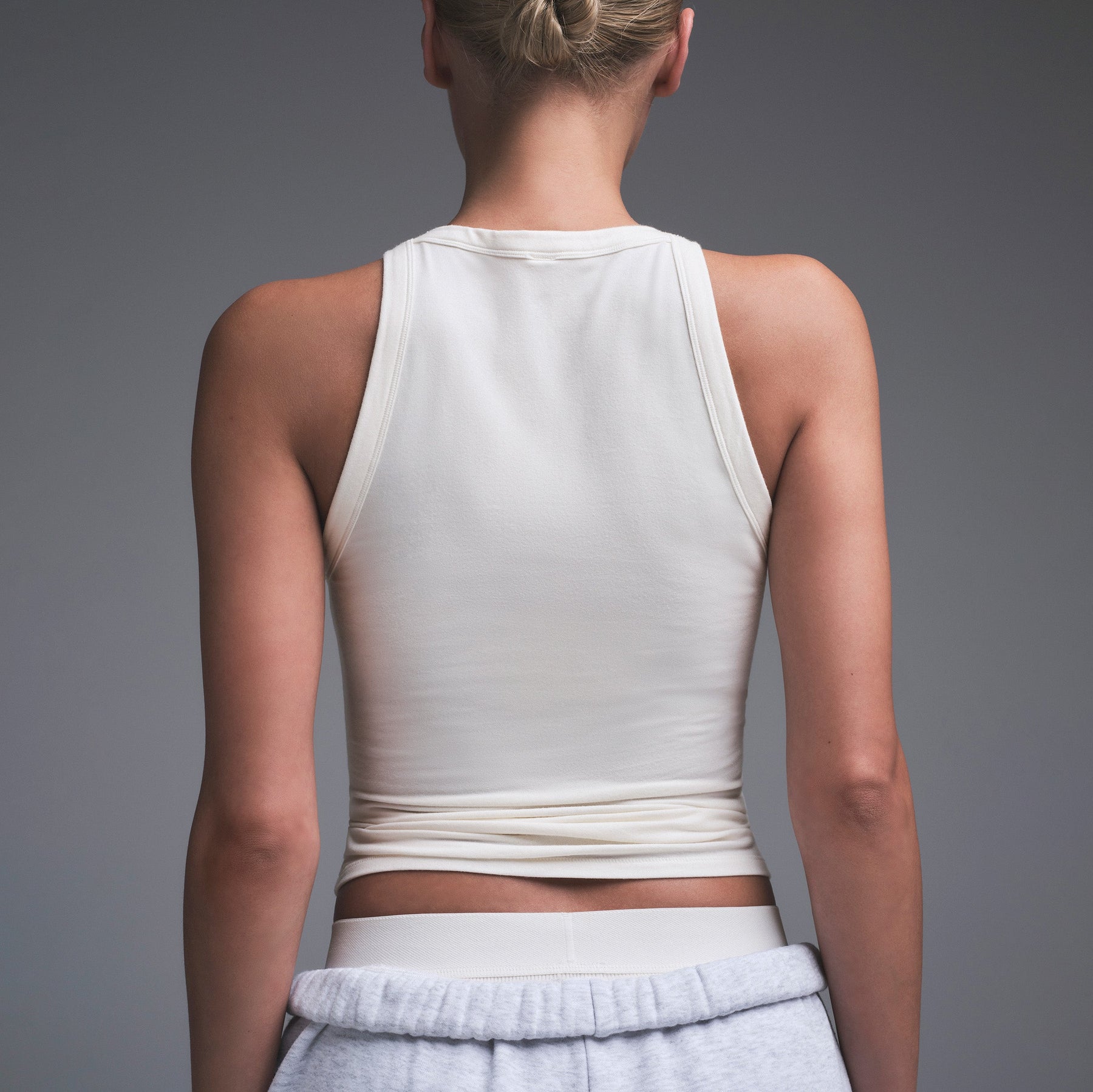 COTTON JERSEY CREW NECK TANK | MARBLE