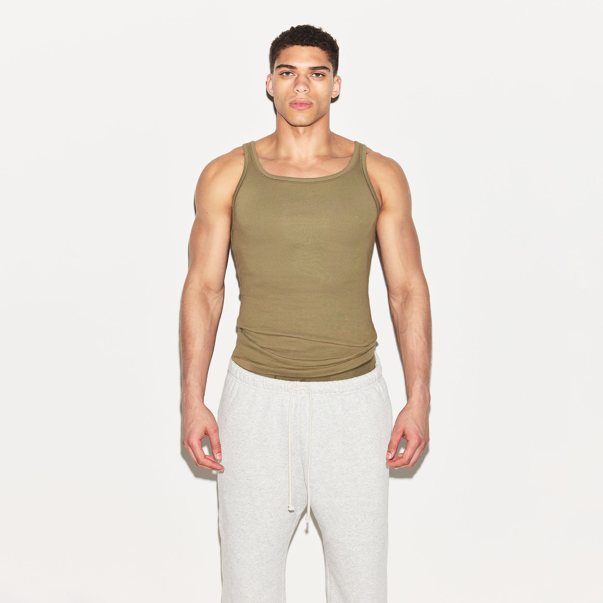 SKIMS COTTON MENS RIB TANK 3-PACK | ARMY MULTI