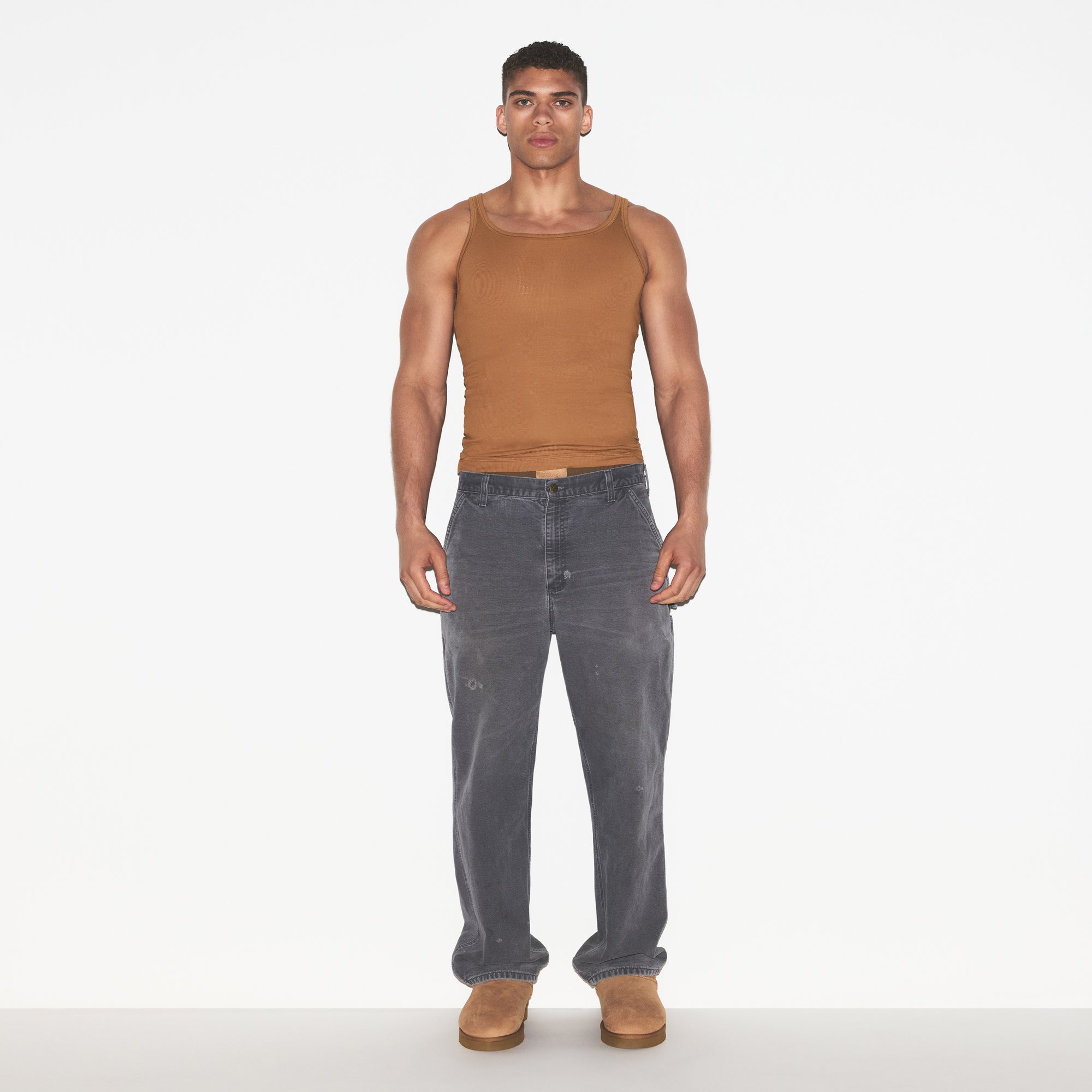 SKIMS COTTON MENS RIB TANK 3-PACK | ECRU RUSSET MULTI