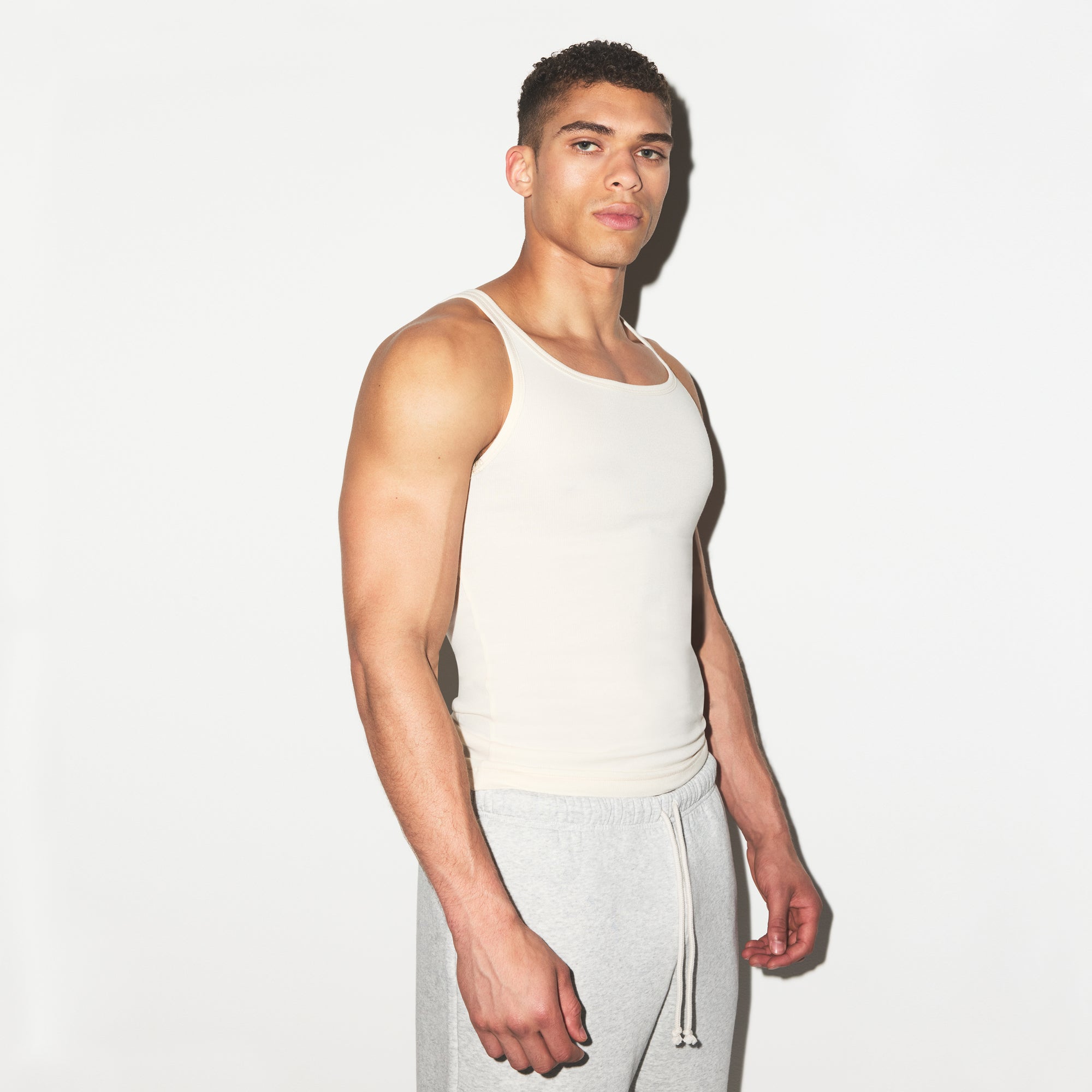 SKIMS COTTON MENS RIB TANK 3-PACK | ECRU RUSSET MULTI