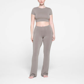 SEAMLESS MODAL CROPPED T-SHIRT | SMOKE