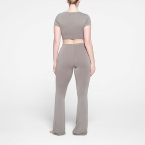 SEAMLESS MODAL CROPPED T-SHIRT | SMOKE