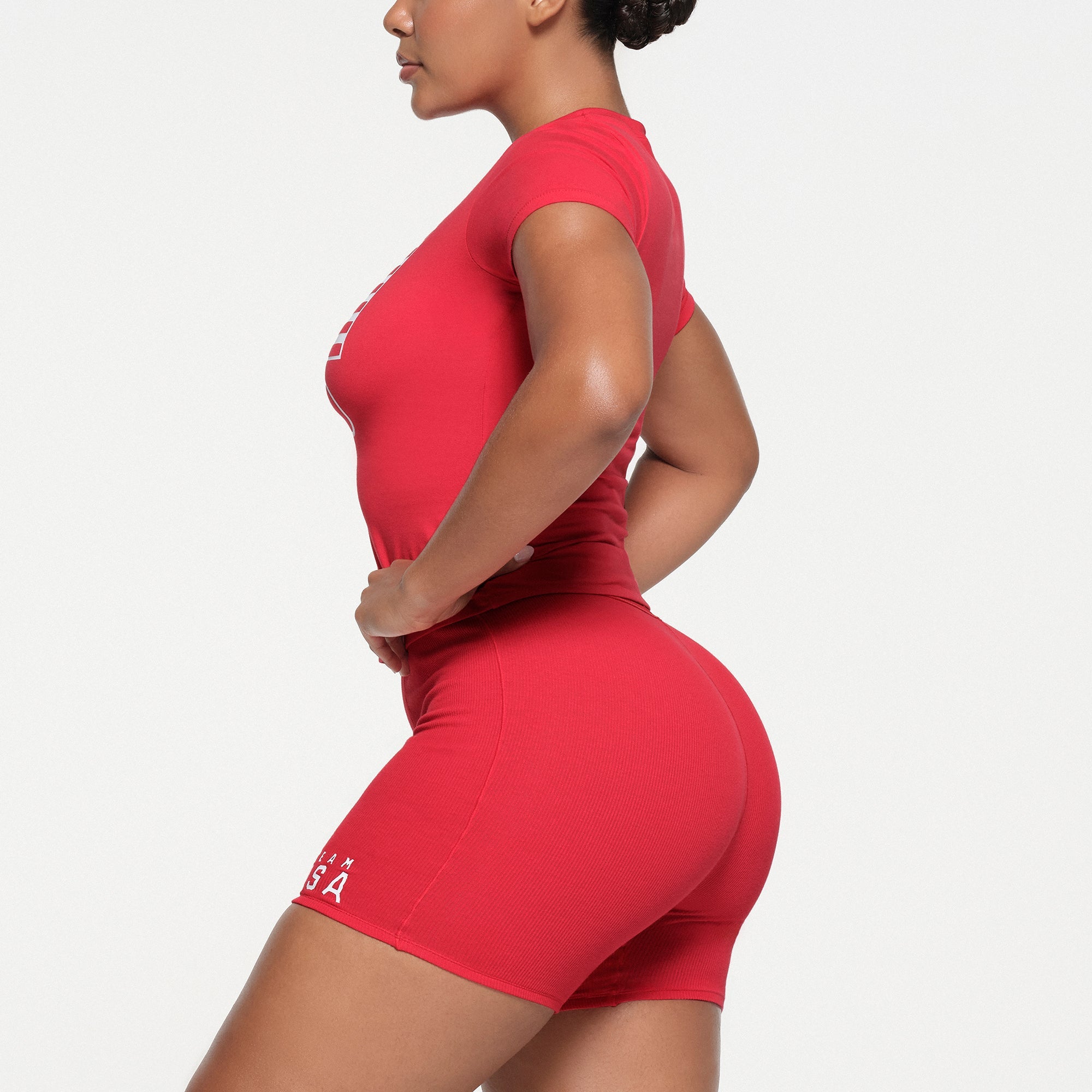 SKIMS FOR TEAM USA COTTON JERSEY OLYMPIC T-SHIRT | RED