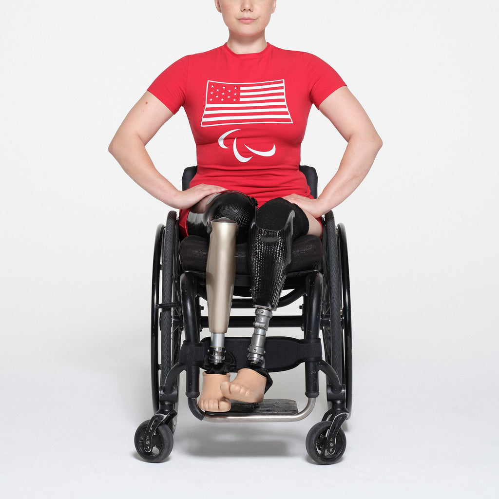 SKIMS FOR TEAM USA COTTON JERSEY PARALYMPIC T-SHIRT | RED
