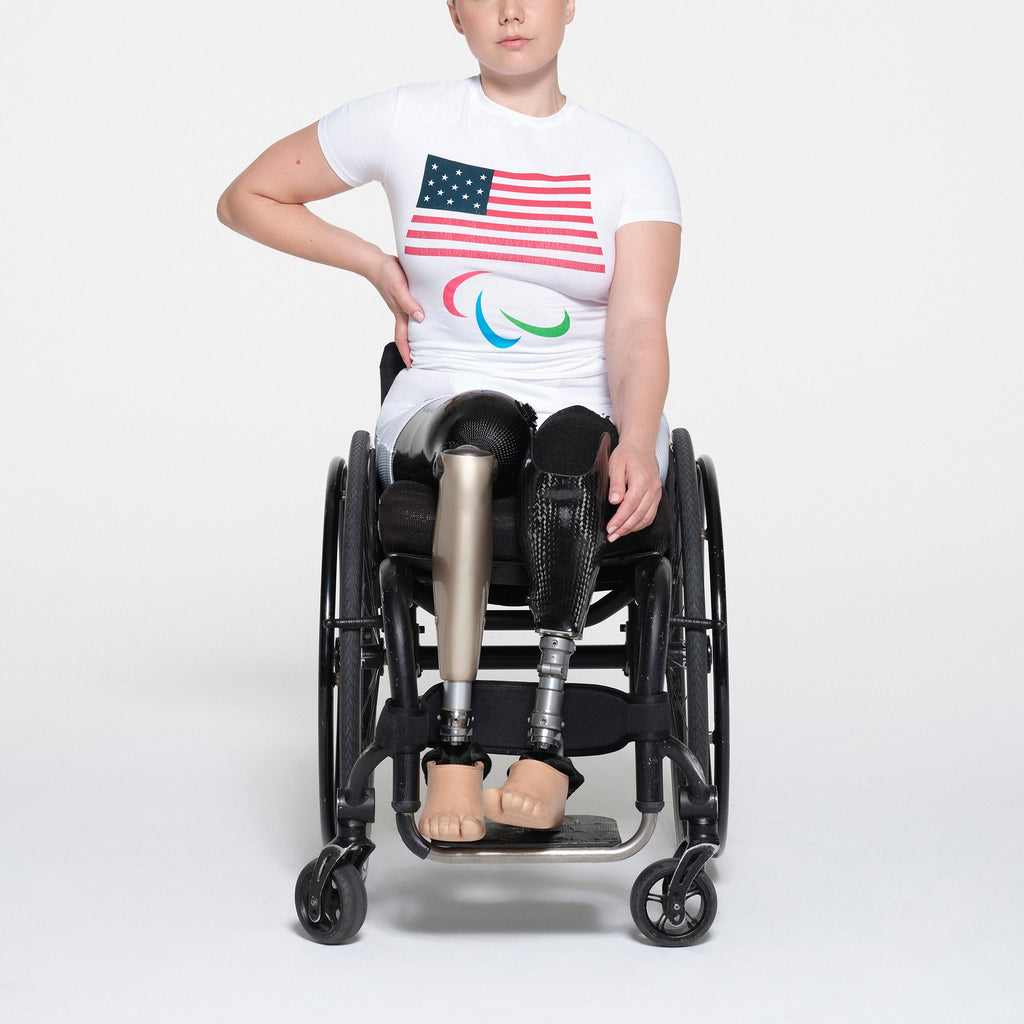 SKIMS FOR TEAM USA COTTON JERSEY PARALYMPIC T-SHIRT | WHITE