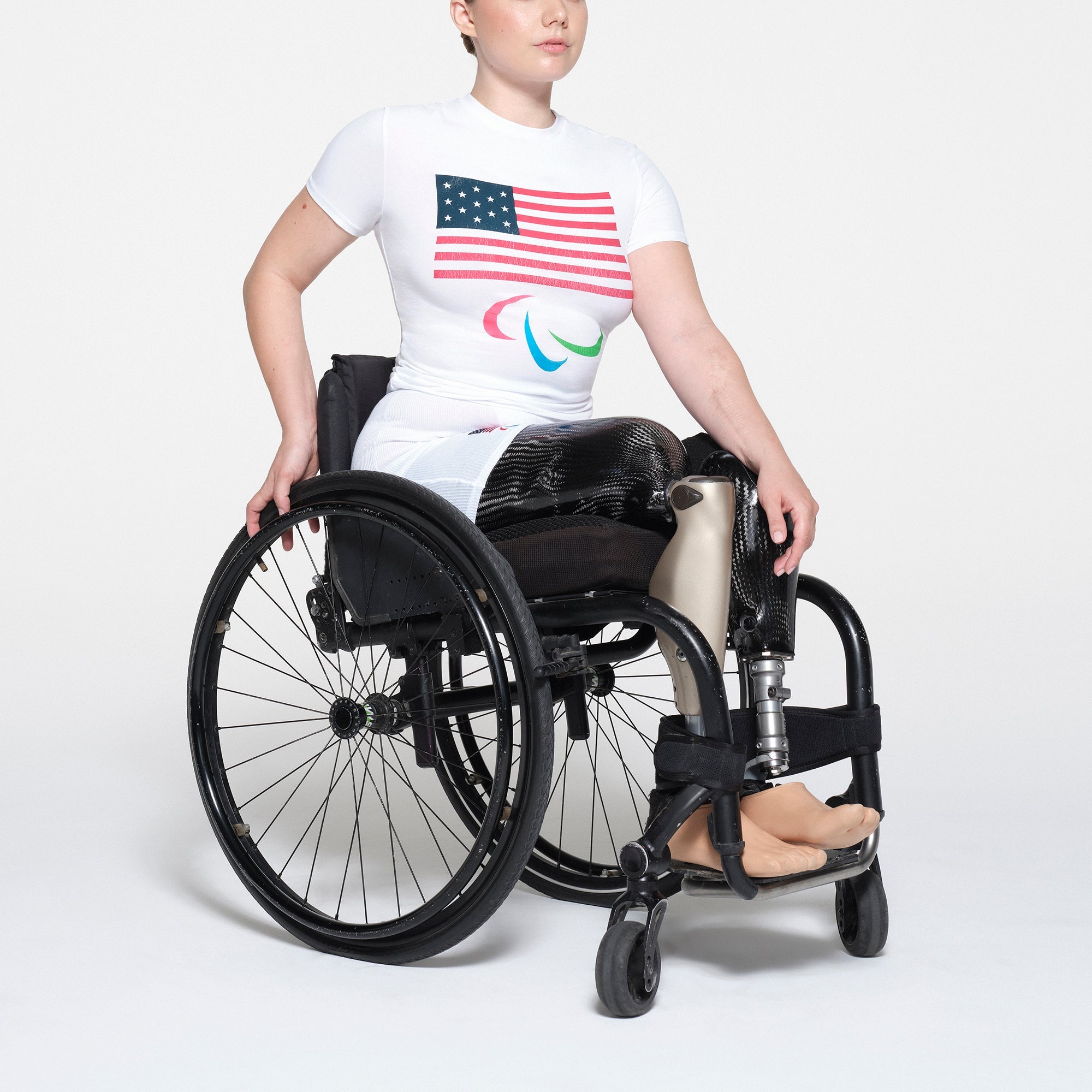 SKIMS FOR TEAM USA COTTON JERSEY PARALYMPIC T-SHIRT | WHITE
