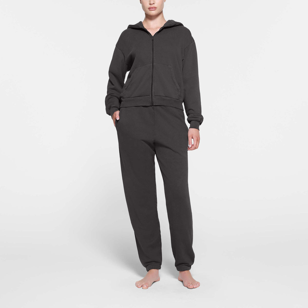 FRENCH TERRY CLASSIC ZIP UP HOODIE | ASH